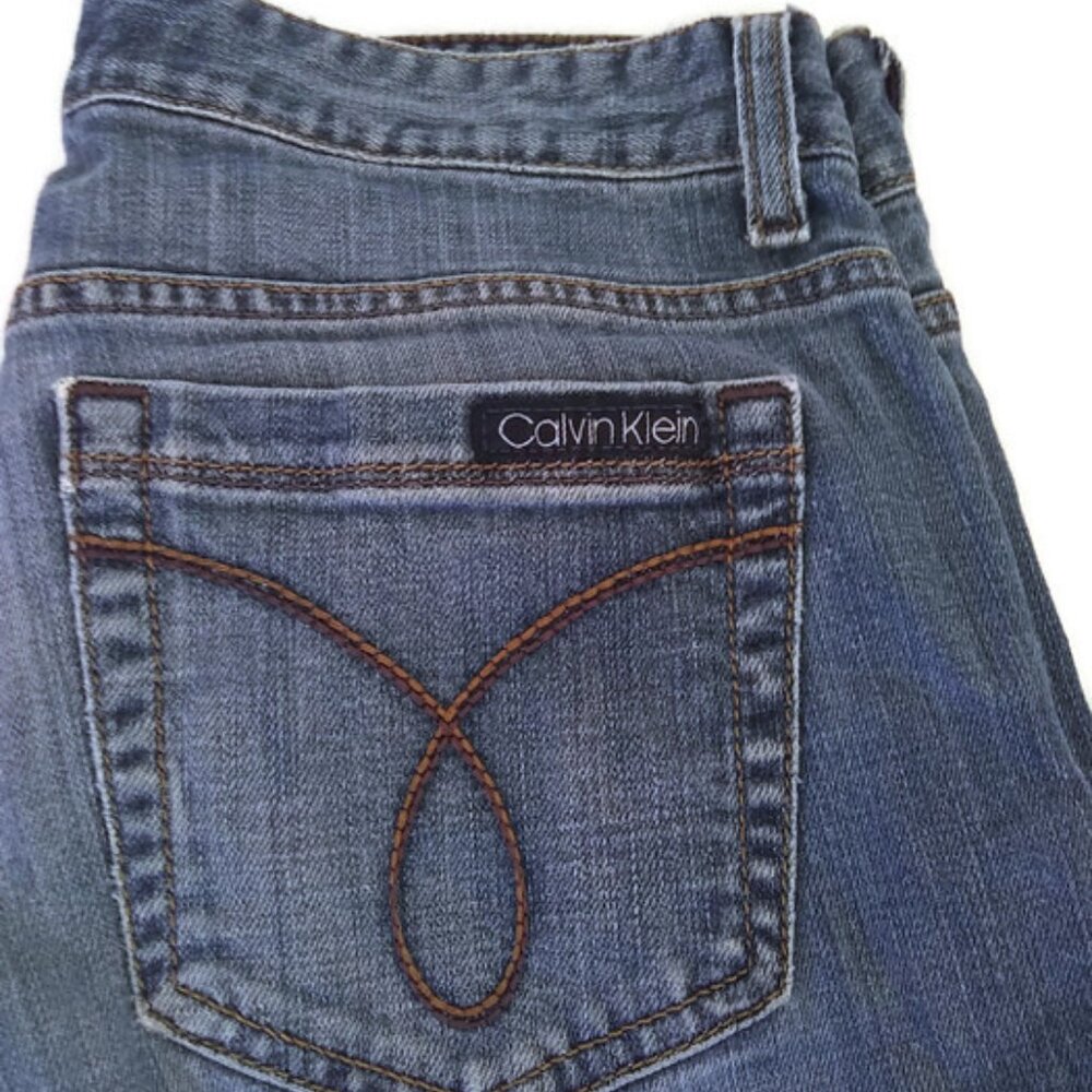 Calvin Klein Women's Straight Leg Distressed Denim Blue Jeans Size 28 - Picture 6 of 12
